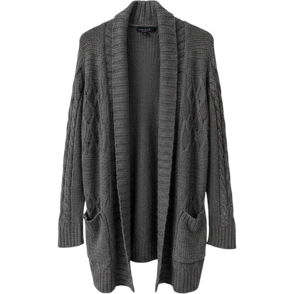 American Eagle Outfitters Womens Gray Cable Knit Shawl Collar Cardigan Sweater M